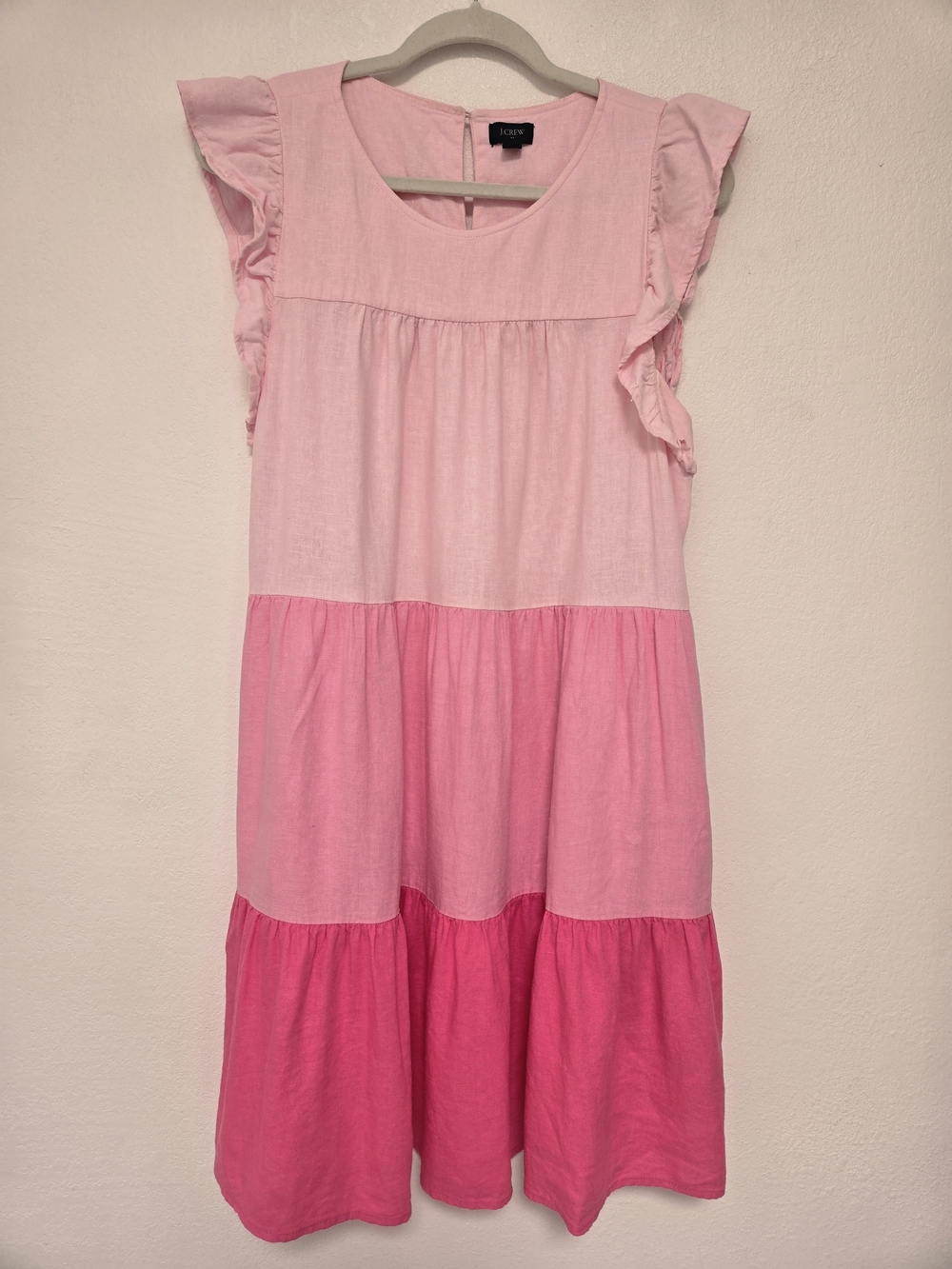 J. Crew Pink Ombre Tiered Ruffle Dress
